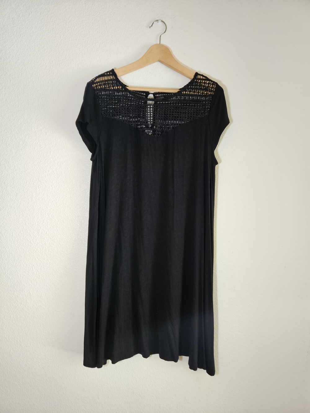 Old Navy Black Crochet-Yoke Midi Dress Swing